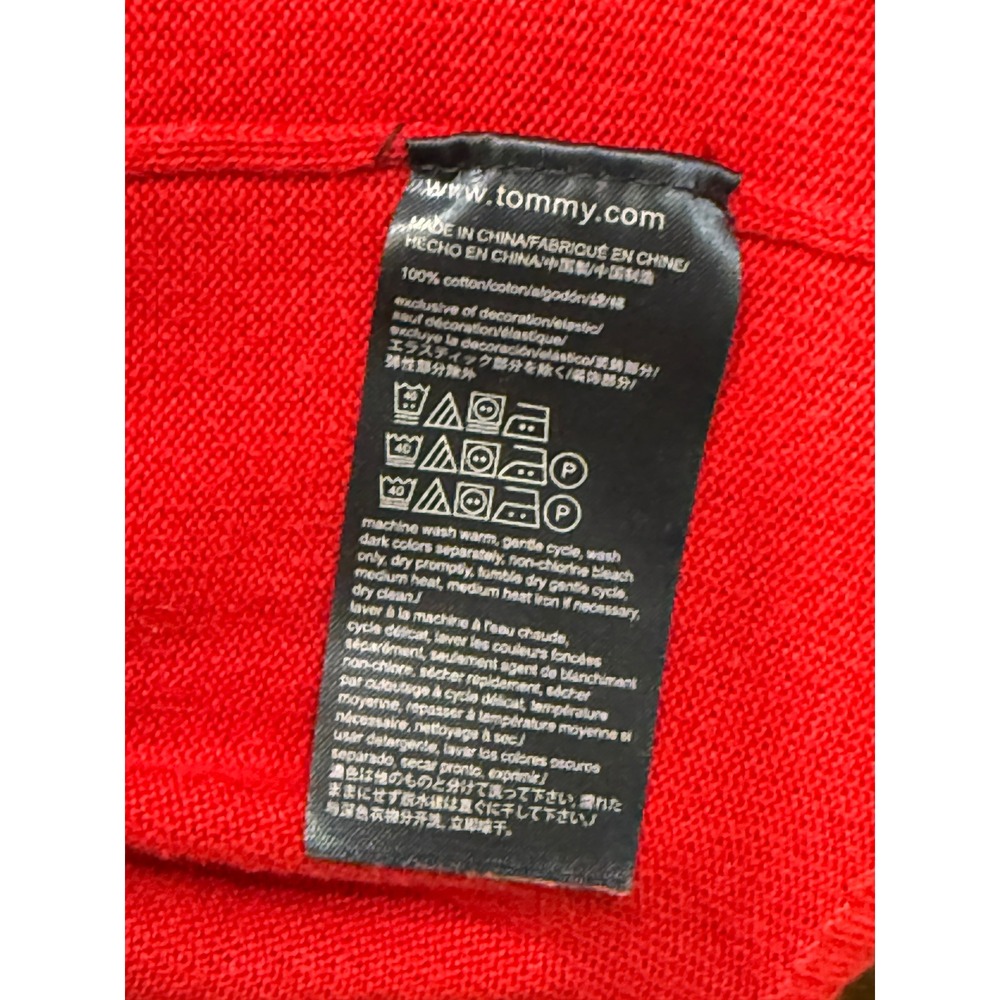 Tommy Hilfiger Sweater Men XL Red V Neck Pullover Logo - Picture 5 of 7